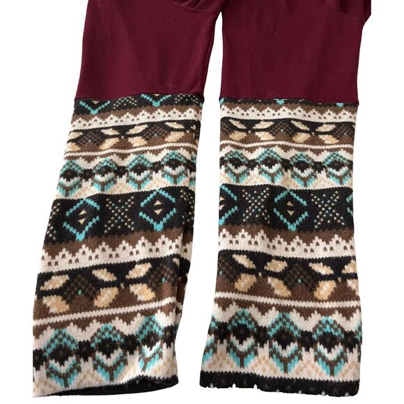 SUNGLORY LONG SLEEVE HOODIE, WOMENS, XL, BURGANDY + MULTICOLOR ACCENTS, POCKETS - Picture 6 of 9